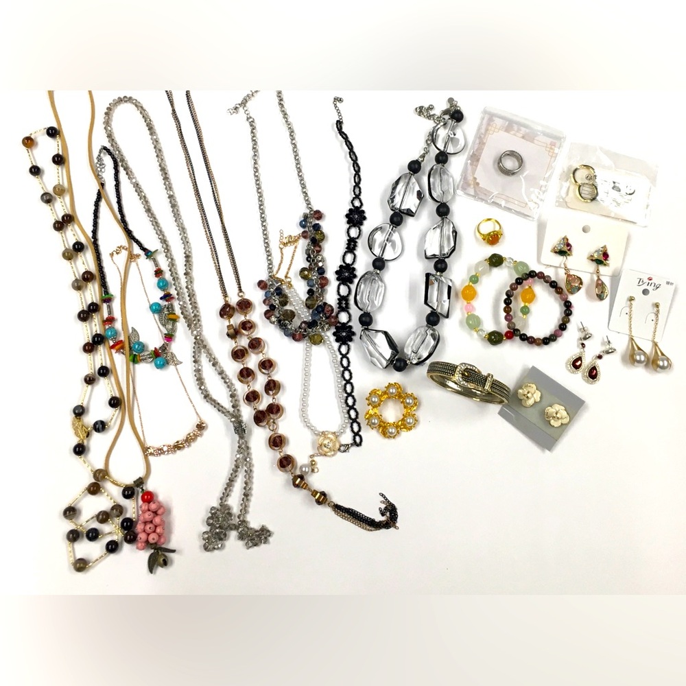 Costume Jewelry Bundle Necklaces Earrings Rings Bracelets